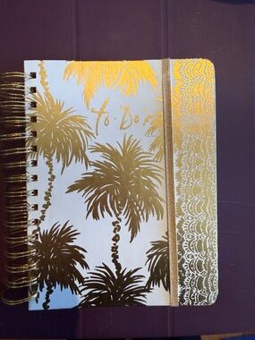 Lilly Pulitzer White and Gold Palm Tree To-Do Spiral Notebook